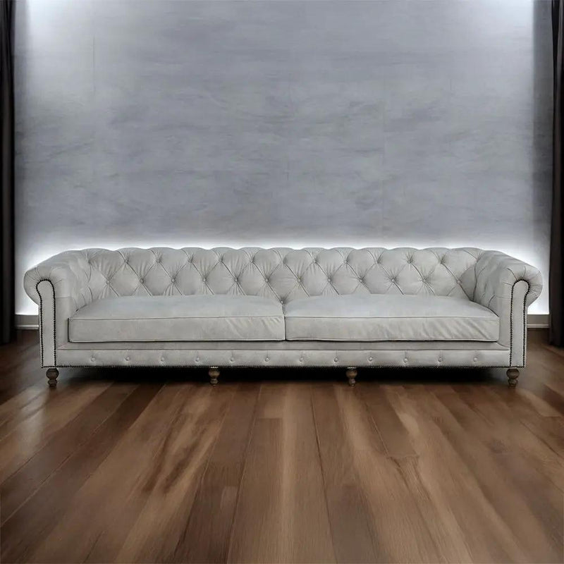 Ofer - Sofa - Vintage White Top Grain Leather by Unique Piece Furniture