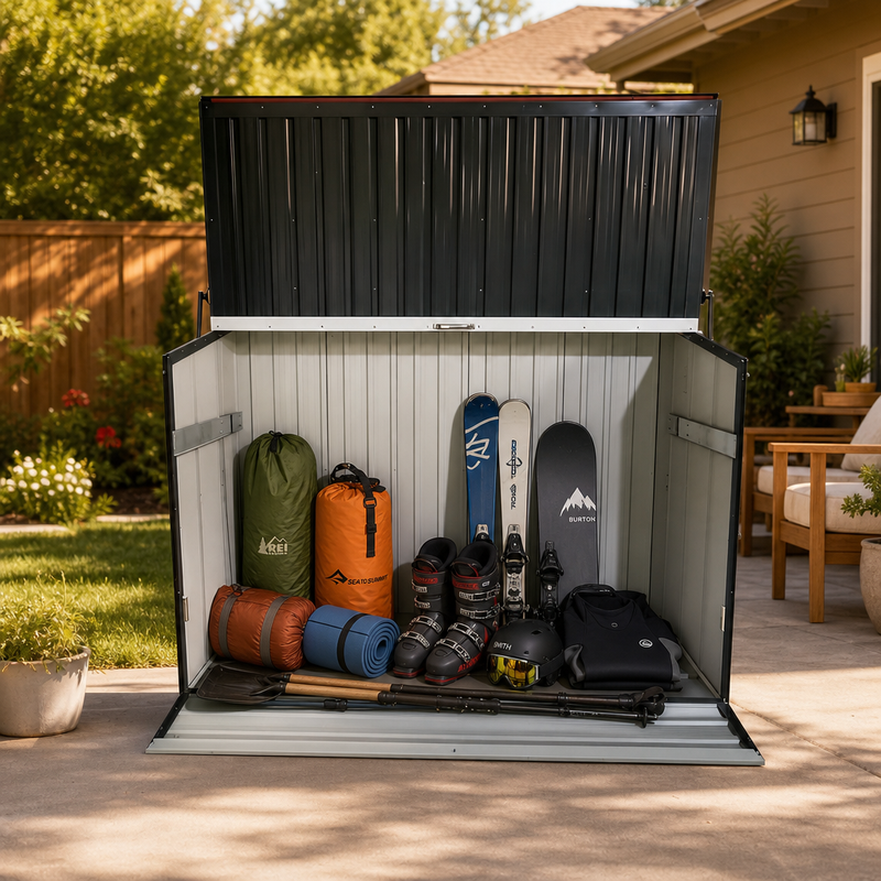 Outdoor Galvanated Steel Storage Shed with Flip Top and Foldable Front Door by HouseOfZazla