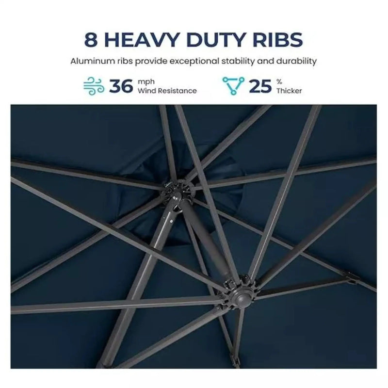 Round Cantilever Patio Umbrella With 360 Rotation & Infinite Tilt Adjustment by HouseOfZazla