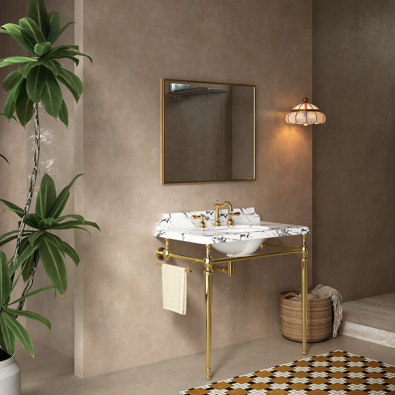 VICI 36" Bathroom Console Sink, Undermount Ceramic Vanity Basin by HouseOfZazla