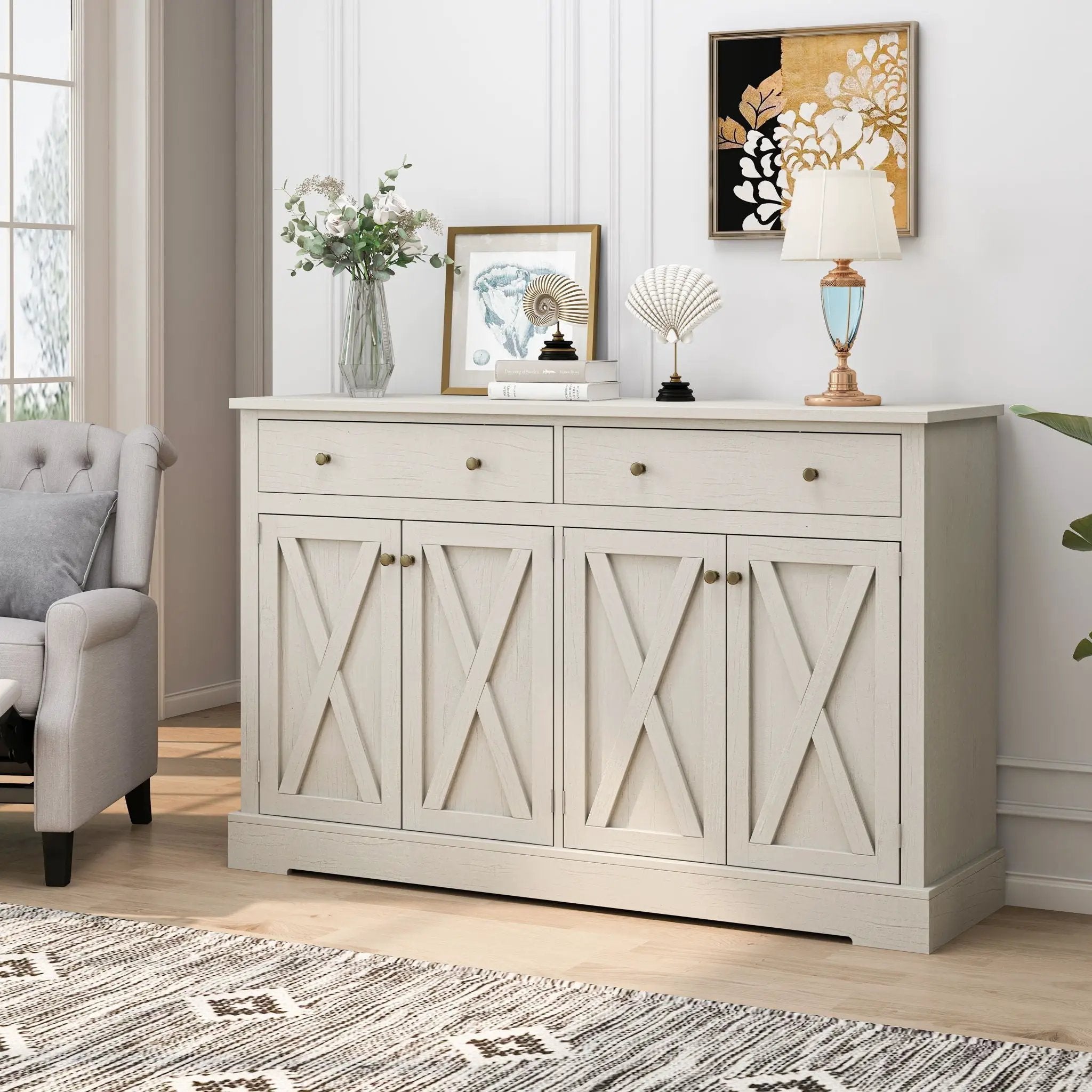 Vintage Sideboard With 2 Drawers And Four Doors For Living Room by HouseOfZazla