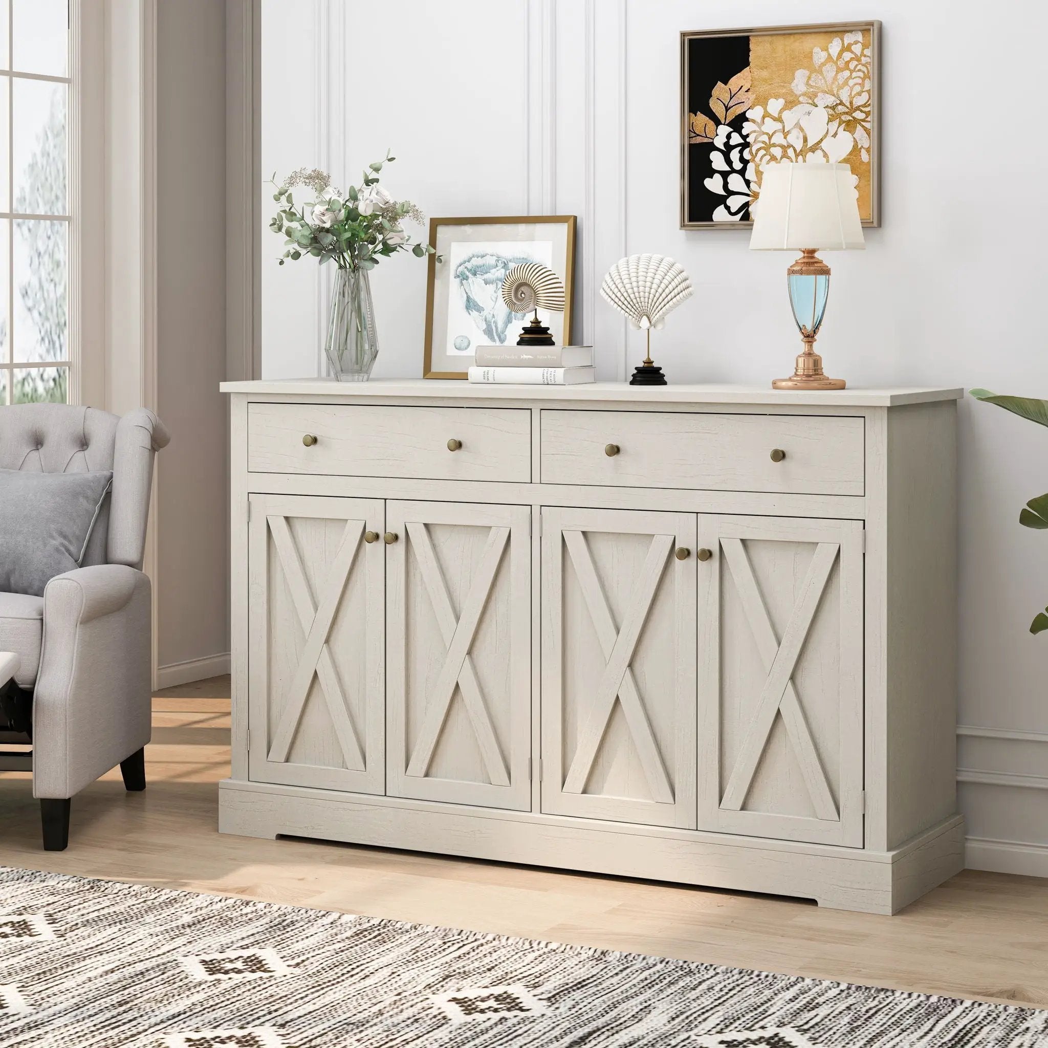 Vintage Sideboard With 2 Drawers And Four Doors For Living Room by HouseOfZazla