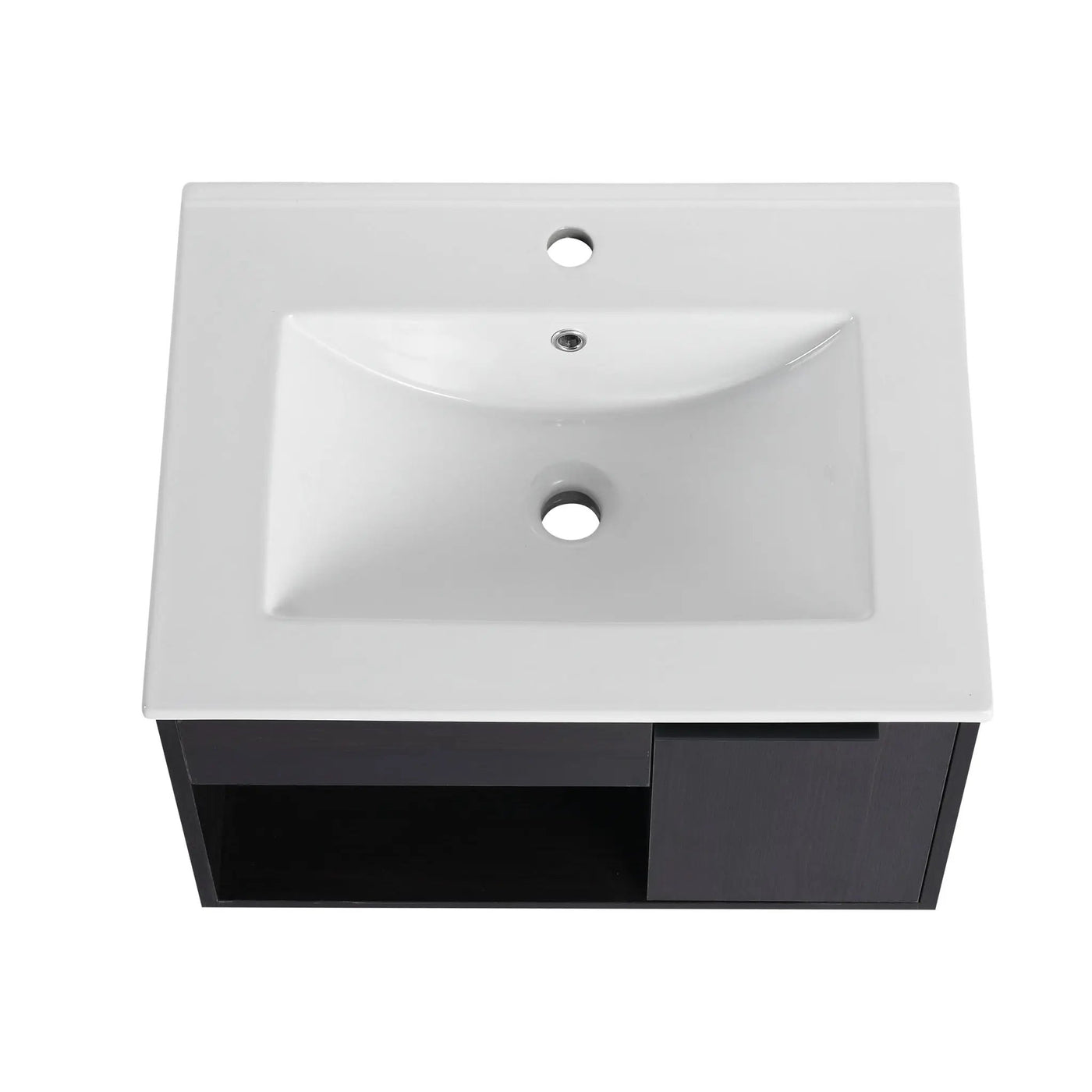 Wall Mounted Floating Bathroom Vanity With Open Shelf & Soft Close Door by HouseOfZazla