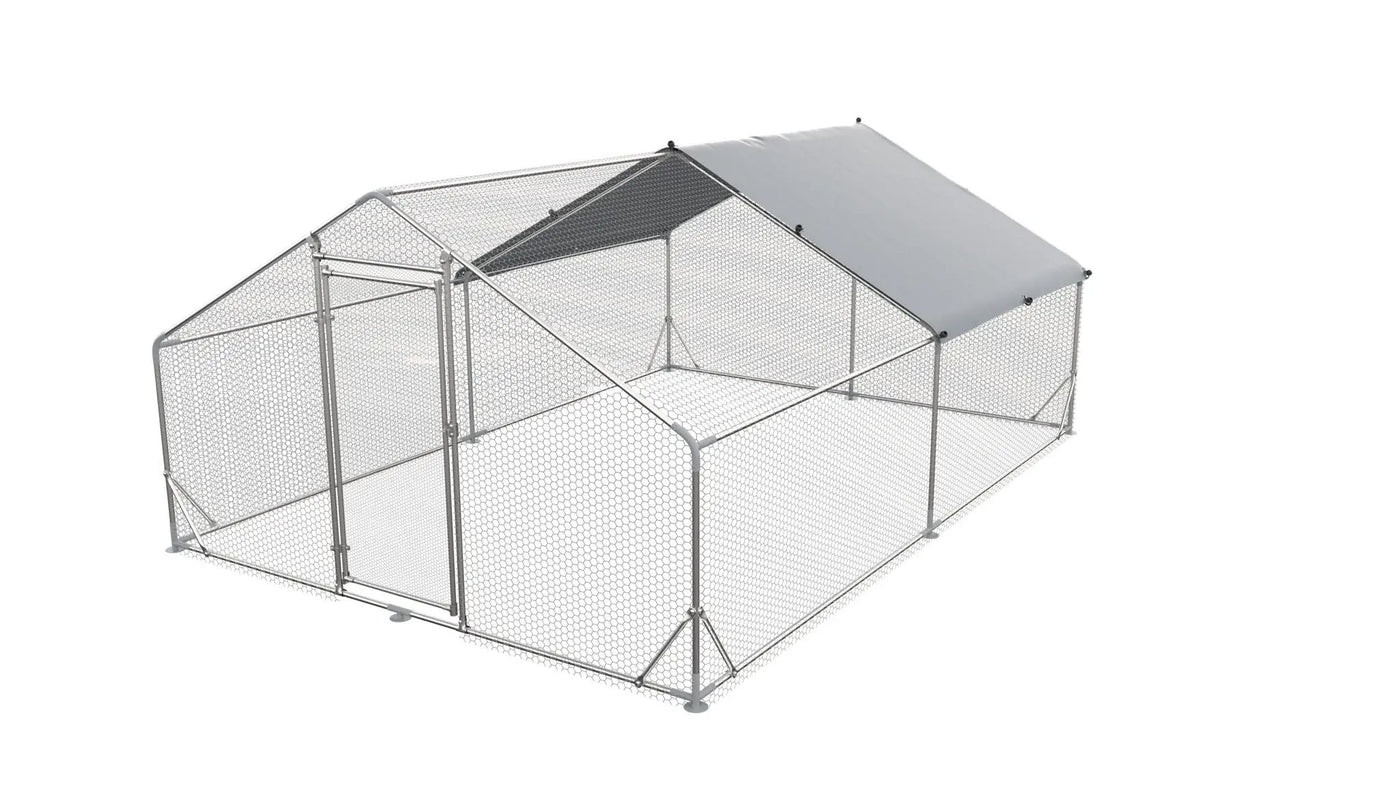 Large Metal Chicken Coop, Walk In Poultry Cage Hen Run House Rabbits Habitat Cage Spire Shaped Coop With Waterproof And Anti Ultraviolet Cover by HouseOfZazla