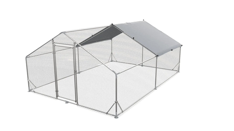 Large Metal Chicken Coop, Walk In Poultry Cage Hen Run House Rabbits Habitat Cage Spire Shaped Coop With Waterproof And Anti Ultraviolet Cover by HouseOfZazla