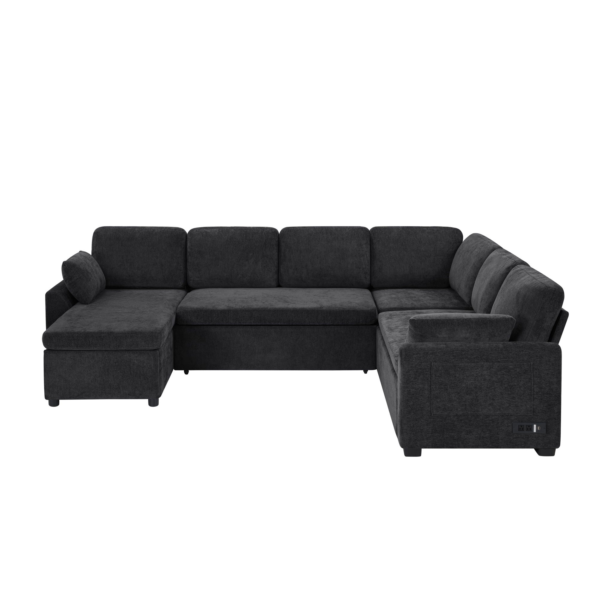 Convertible U-Shaped Sectional Sofa Bed With Reversible Chaise by HouseOfZazla