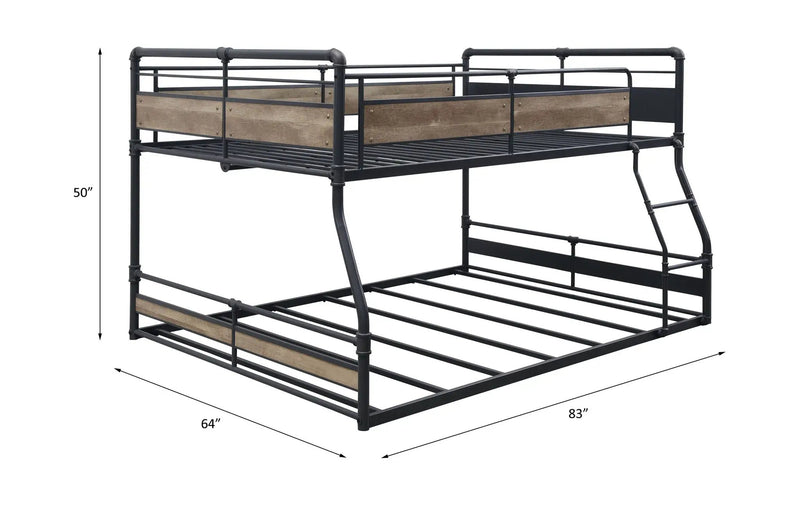 Cordelia - Full/Queen Bunk Bed - Antique Oak, Sandy Black & Dark Bronze Hand-Brushed by Unique Piece Furniture