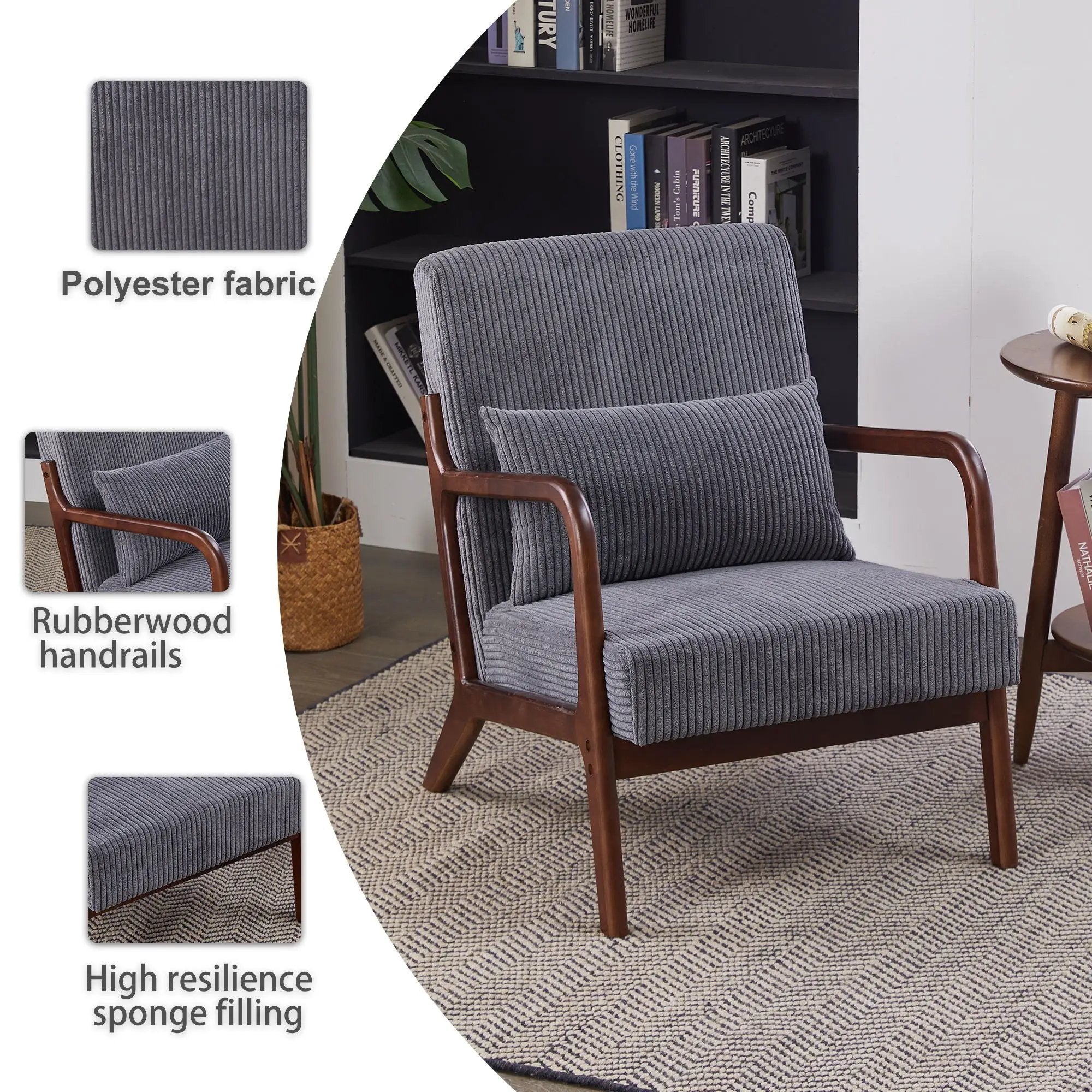 Accent Chair With Pillow And Wood Frame by Unique Piece Furniture