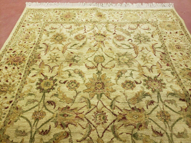 Belgium Power Loomed Rug 5x7, Vintage Oriental Wool Carpet, Beige by Jewel Rugs
