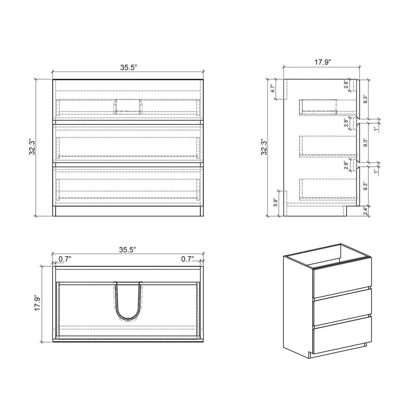 Alice - Bathroom Vanity With Large Storage, Freestanding by Unique Piece Furniture