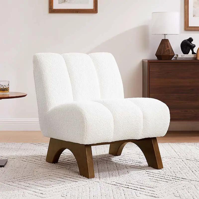 Accent Chair - Sherpa Beige Wooden by House Of Avana