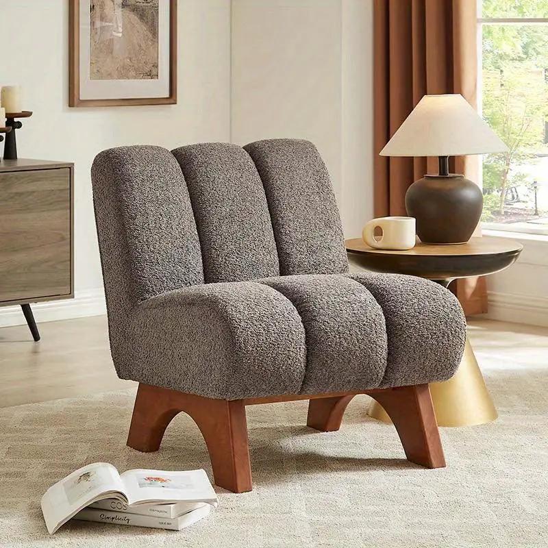 Accent Chair - Sherpa Beige Wooden by House Of Avana