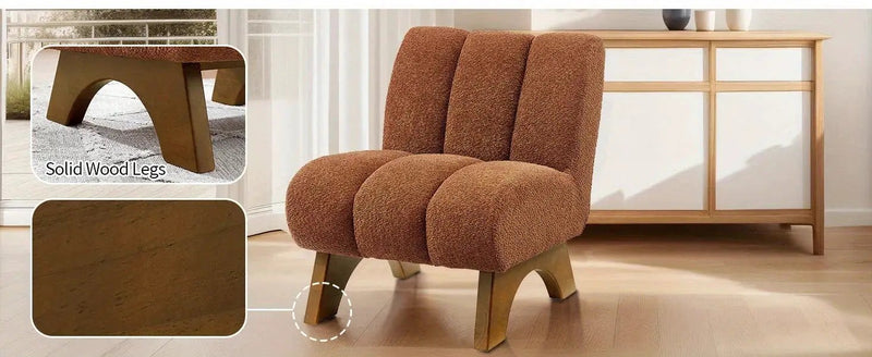 Accent Chair - Sherpa Beige Wooden by House Of Avana