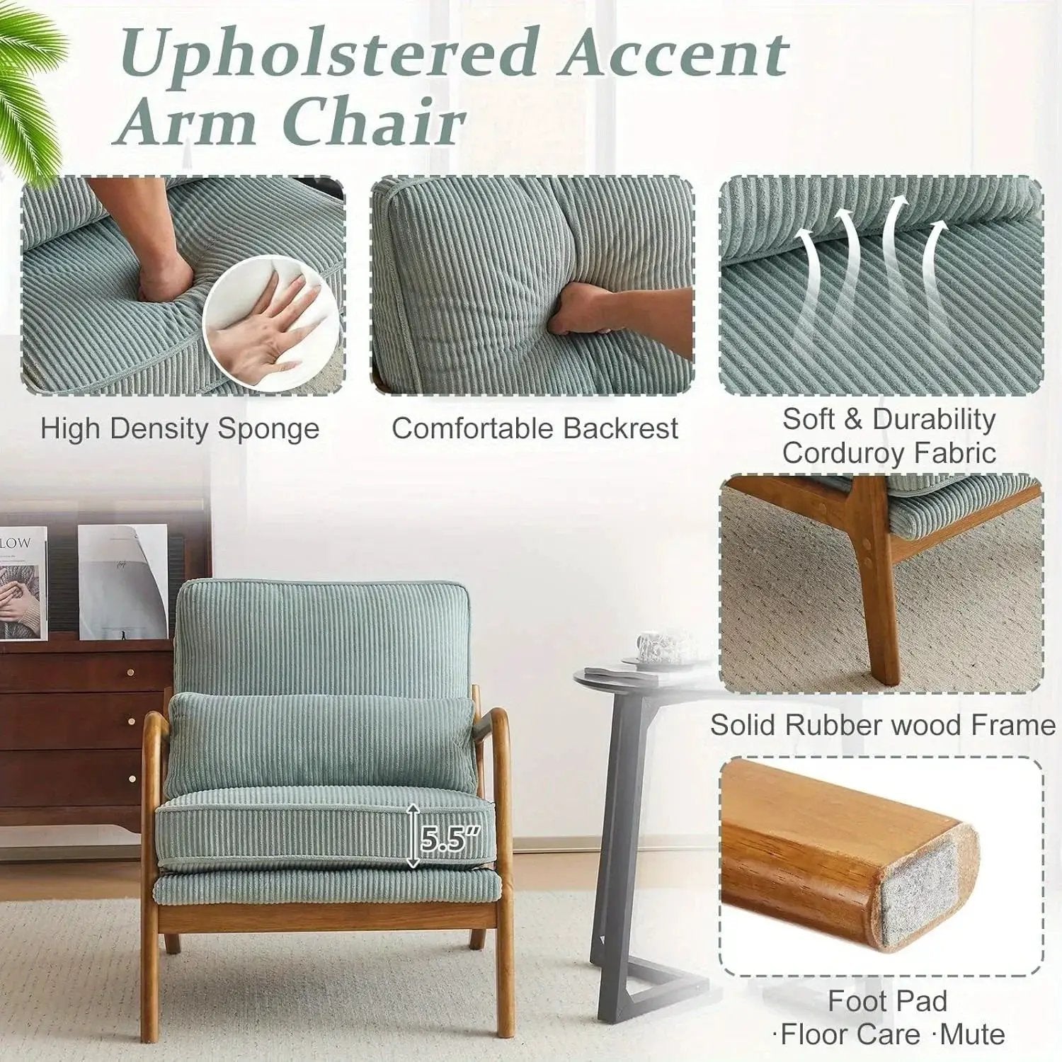 Accent Chair - Striped Blue White by House Of Avana