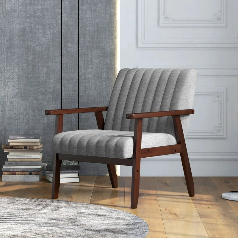 Accent Chair - Tufted Grey Wooden by House Of Avana