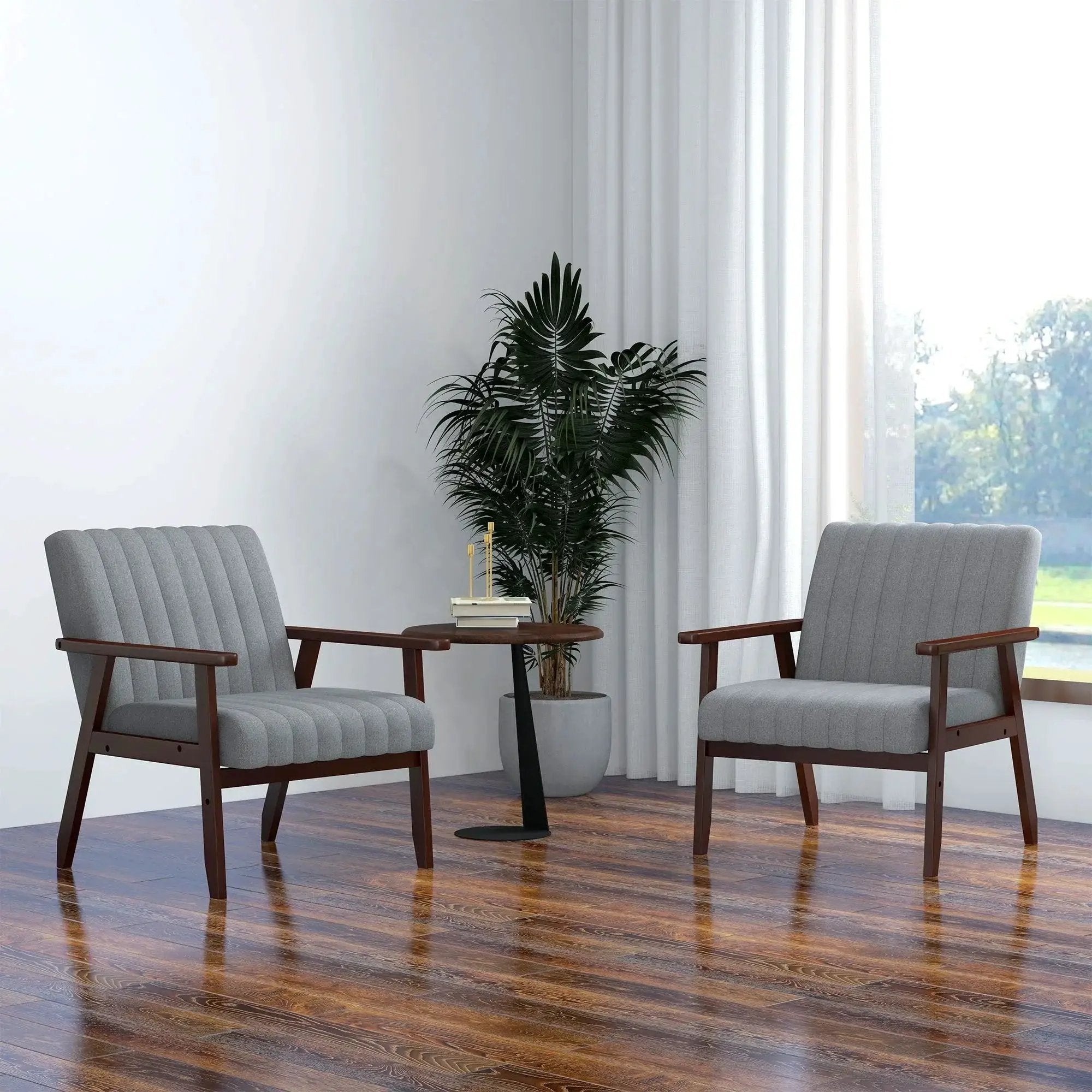 Accent Chair - Tufted Grey Wooden by House Of Avana