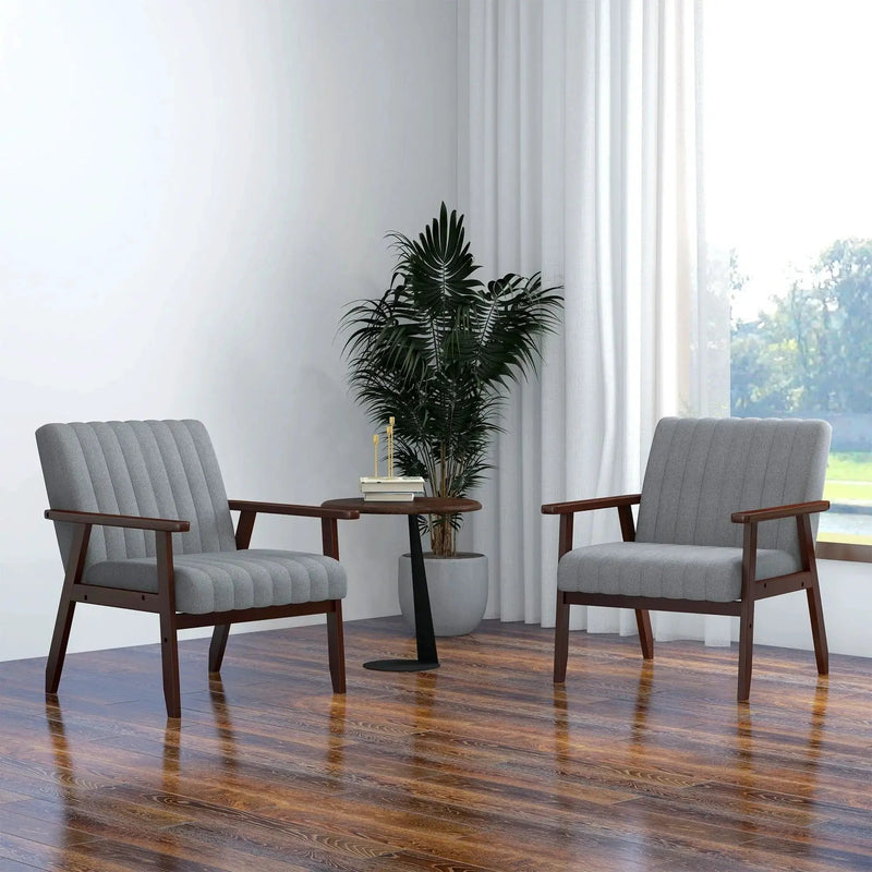 Accent Chair - Tufted Grey Wooden by House Of Avana