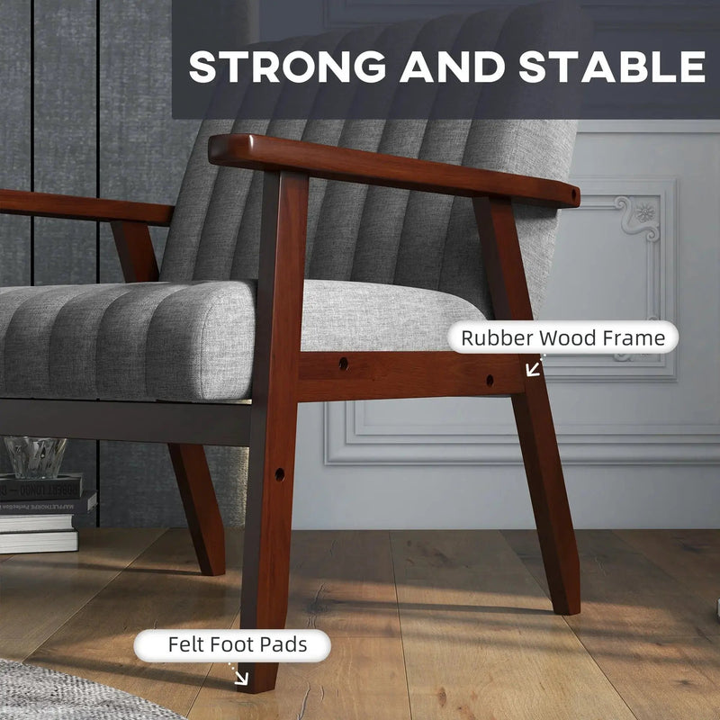 Accent Chair - Tufted Grey Wooden by House Of Avana