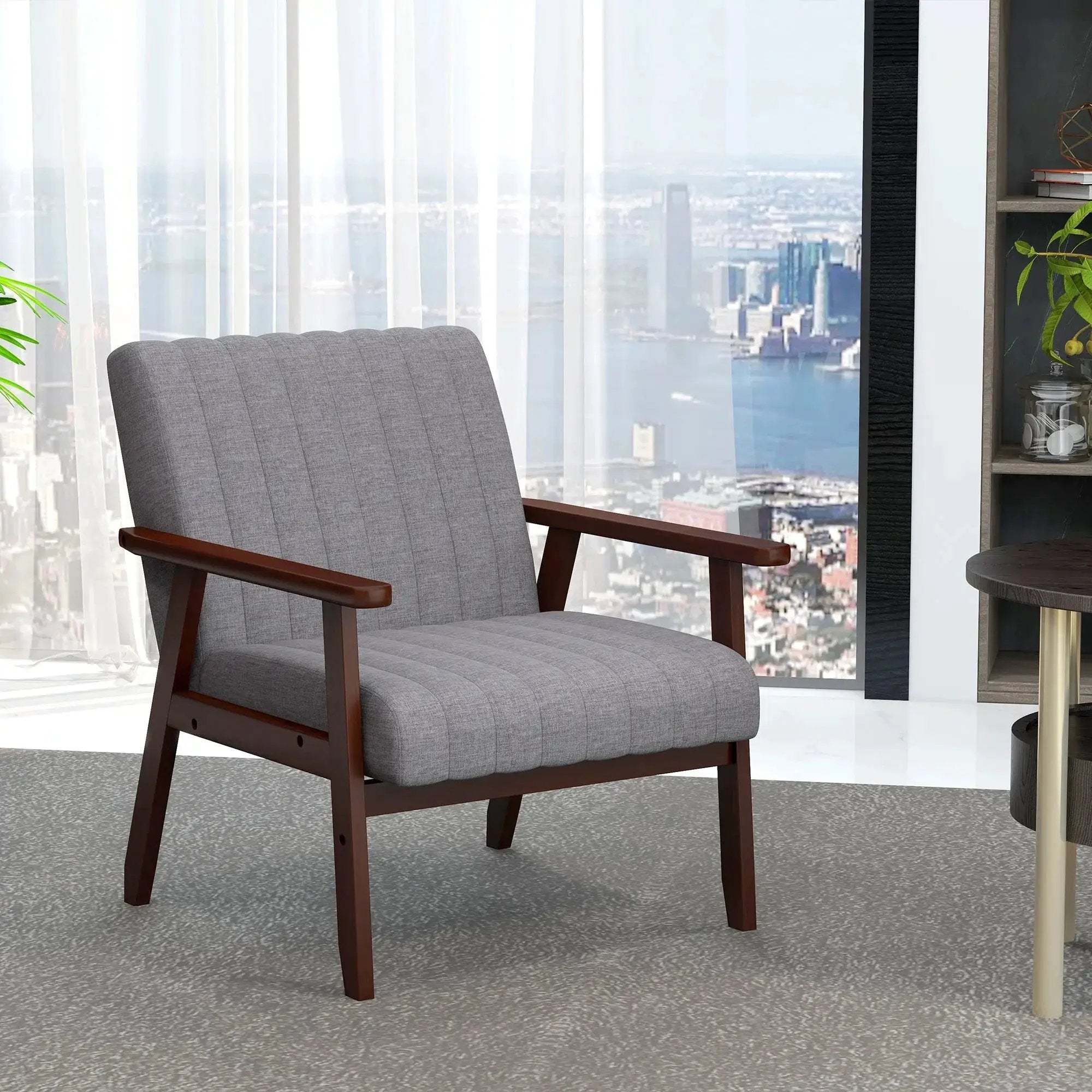 Accent Chair - Tufted Grey Wooden by House Of Avana