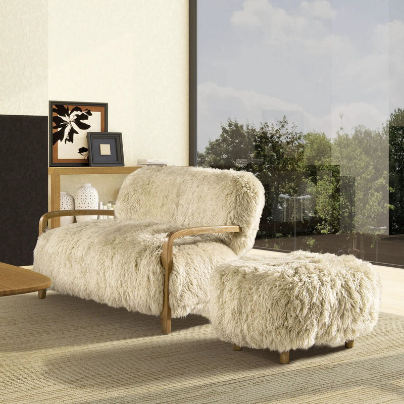 Enchante - Sheepskin Accent Loveseat - Taupe / Natural by HouseOfZazla