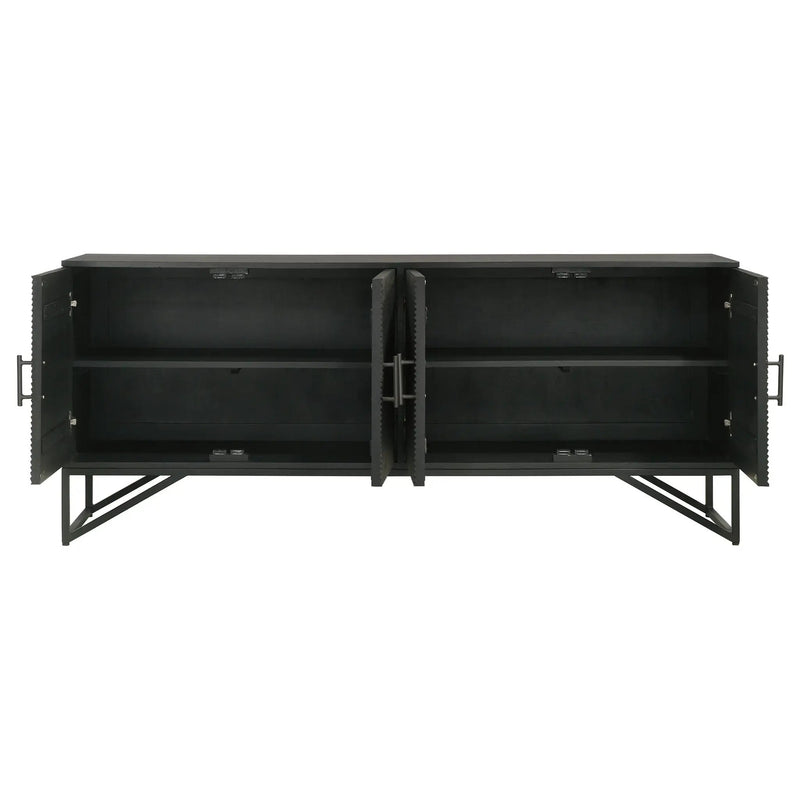 Riddell 4-door Wood Reeding Accent Cabinet Matte Black by Unique Piece Furniture