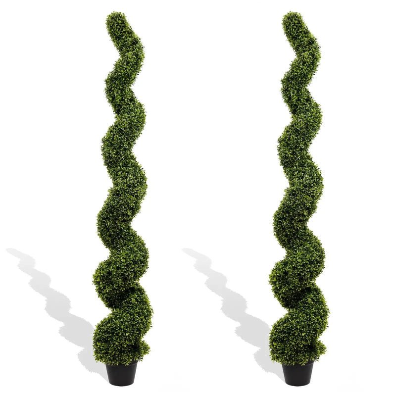 Artificial Outdoor UV Resistant Plastic Boxwood Topiary Spiral Tree by HouseOfZazla
