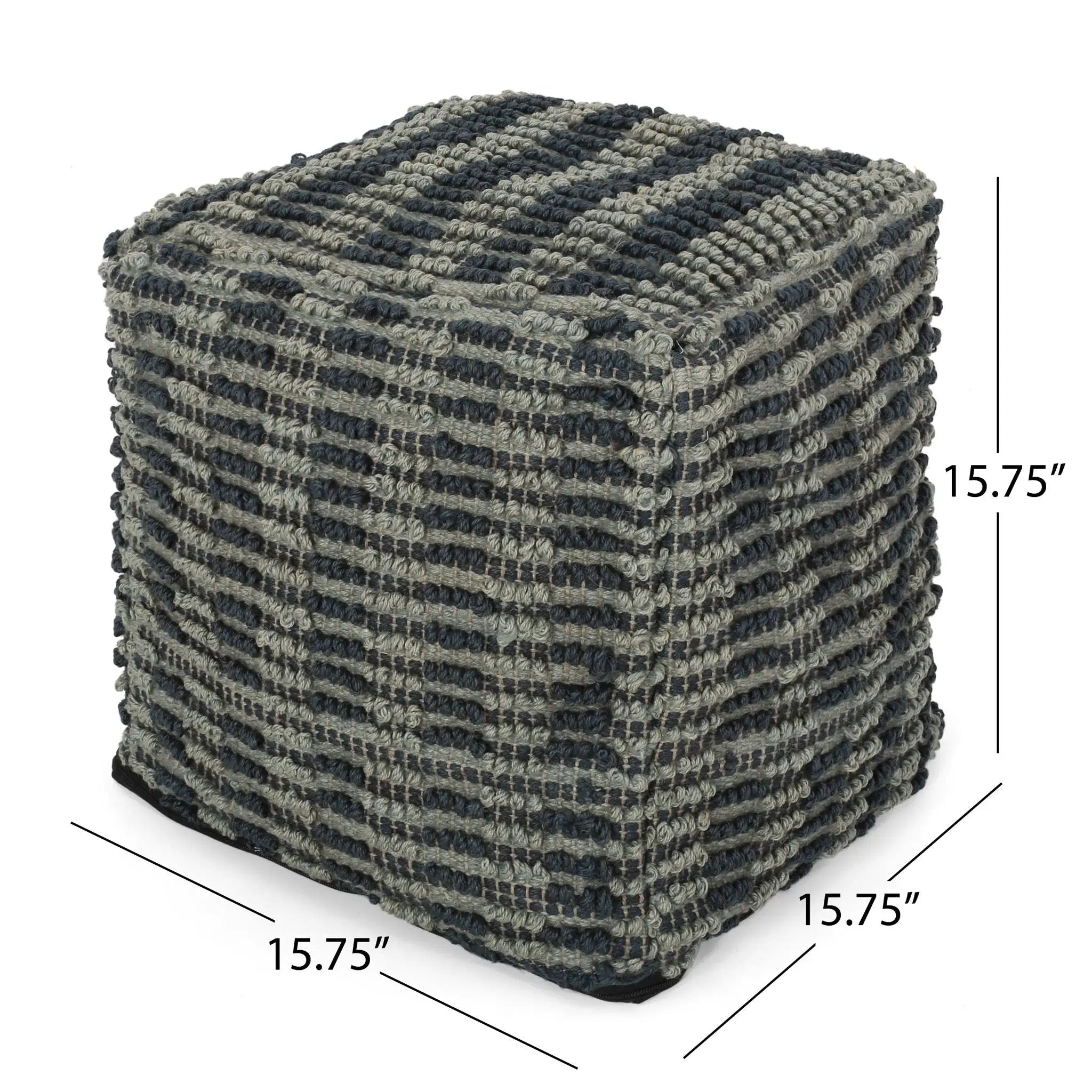 Walle - Fabric Square Pouf Ottoman And Floor Cushion Teal - Blue by HouseOfZazla