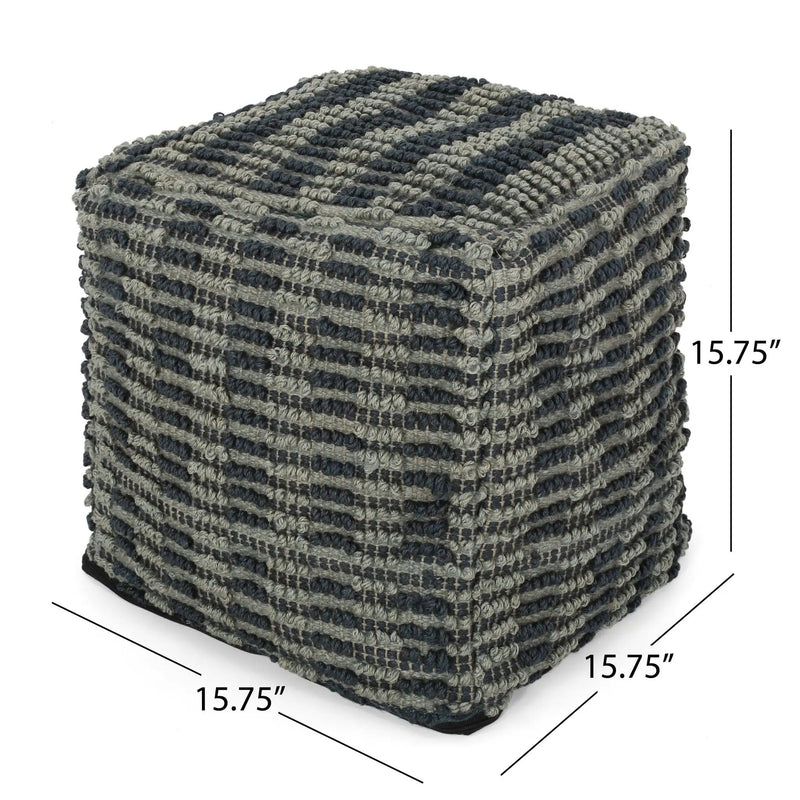 Walle - Fabric Square Pouf Ottoman And Floor Cushion Teal - Blue by HouseOfZazla
