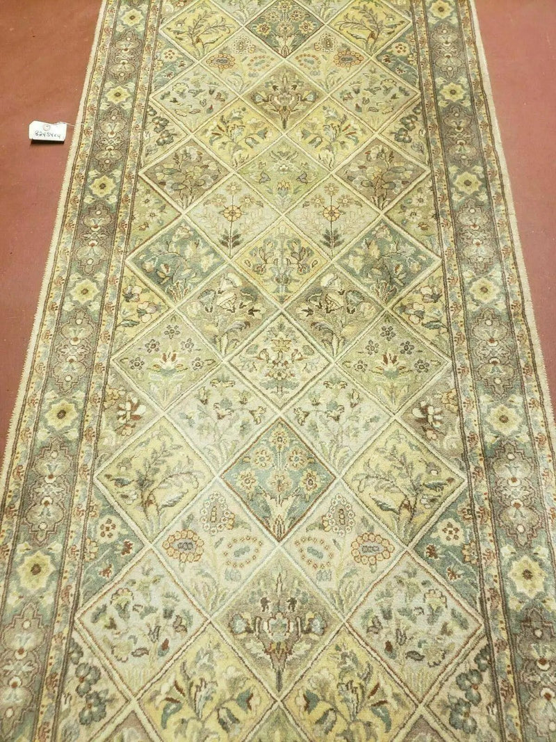 2' 7" X 9' Vintage Handmade India Floral Oriental Wool Runner Rug Hand Knotted by Jewel Rugs