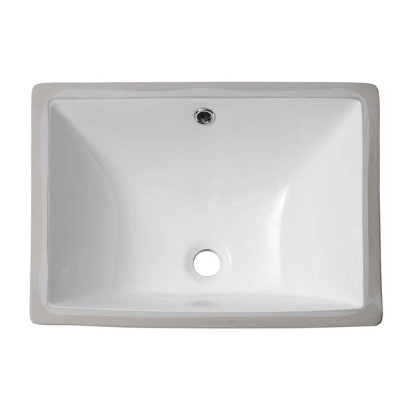 European Style Ceramic Rectangular Undermount Bathroom Sink With Overflow
