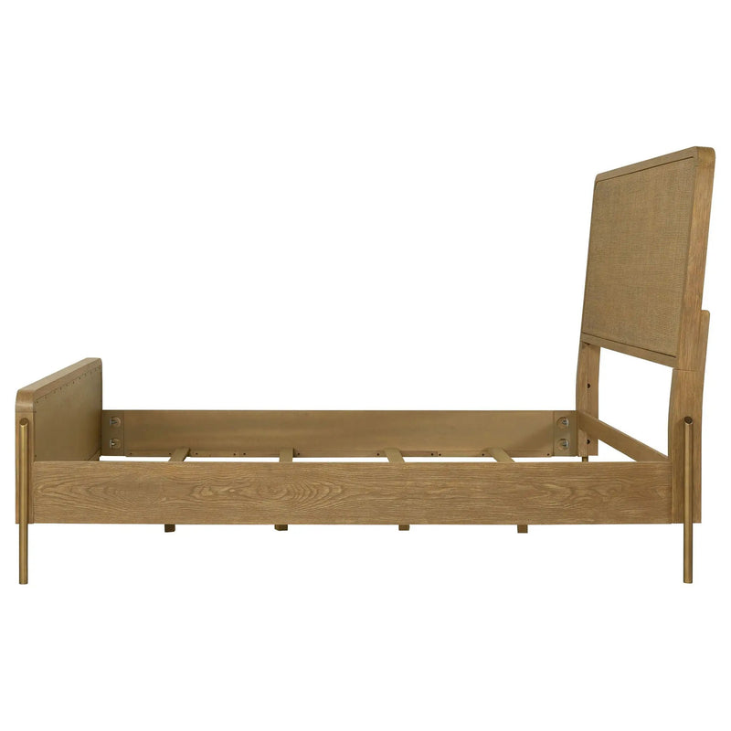 Arini Rattan Queen Panel Bed Sand Wash and Natural Cane by Unique Piece Furniture