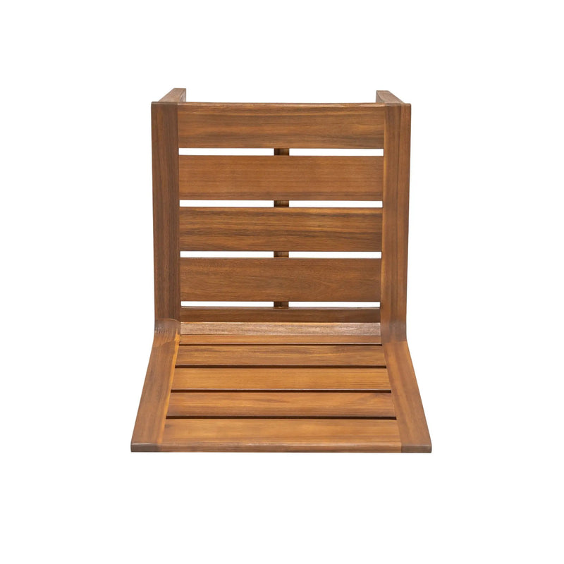 7 Piece Outdoor Acacia Wood Dining Set, 71" Teak Finish Rectangular Table with 6 Slatted Back Chairs by HouseOfZazla