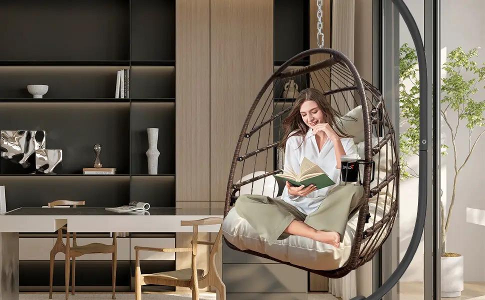 Khaki Hanging Swing Egg Chair by HouseOfZazla