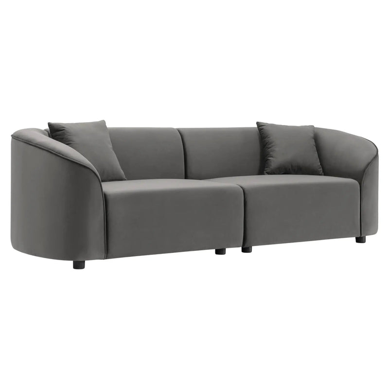 87" Curved Contemporary Sofa in Gray by HouseOfZazla
