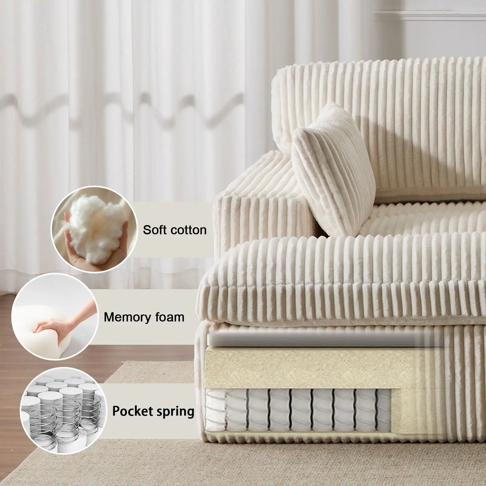 Double Chaise Lounge Chair, Oversized Upholstered Sleeper Cloud Couch by Unique Piece Furniture
