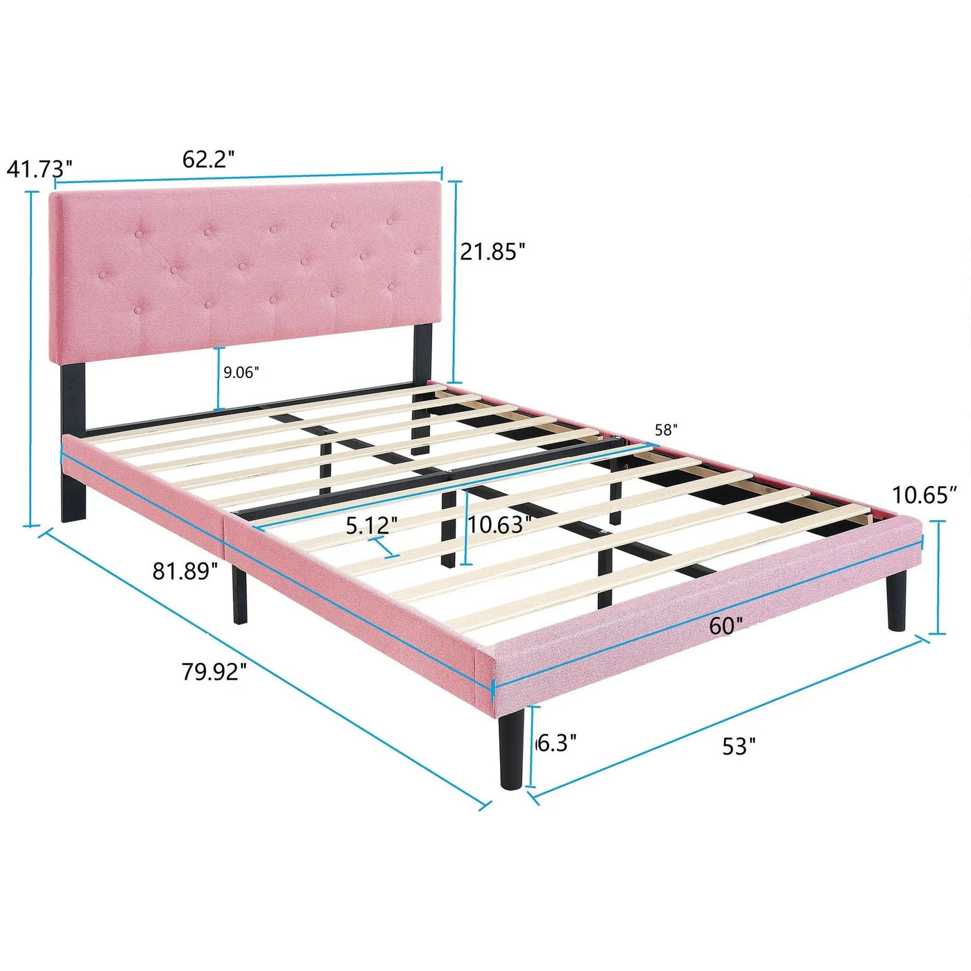 Modern Upholstered Platform Bed Frame With Button Tufted Fabric Headboard by HouseOfZazla