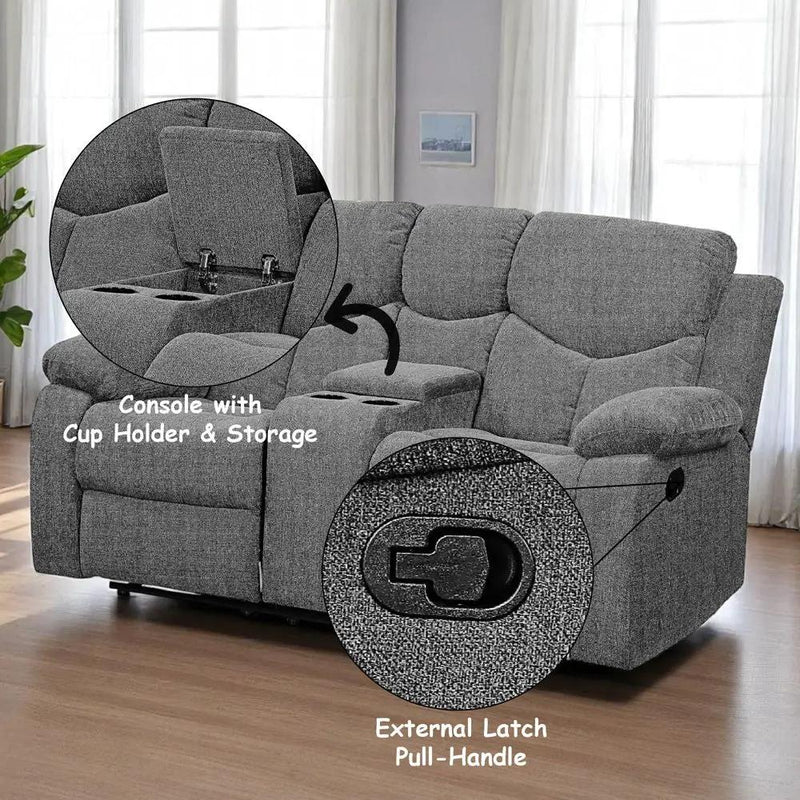 Kalen - Motion Loveseat With Console - Gray Chenille by Unique Piece Furniture