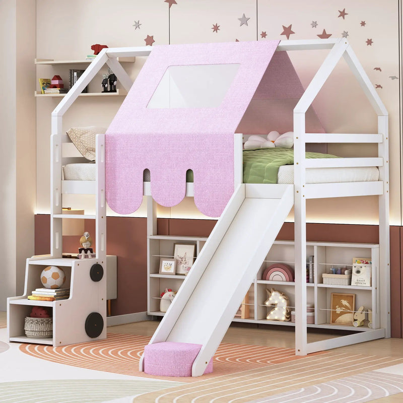 Loft Bed With House Shaped Frame And Tent by HouseOfZazla