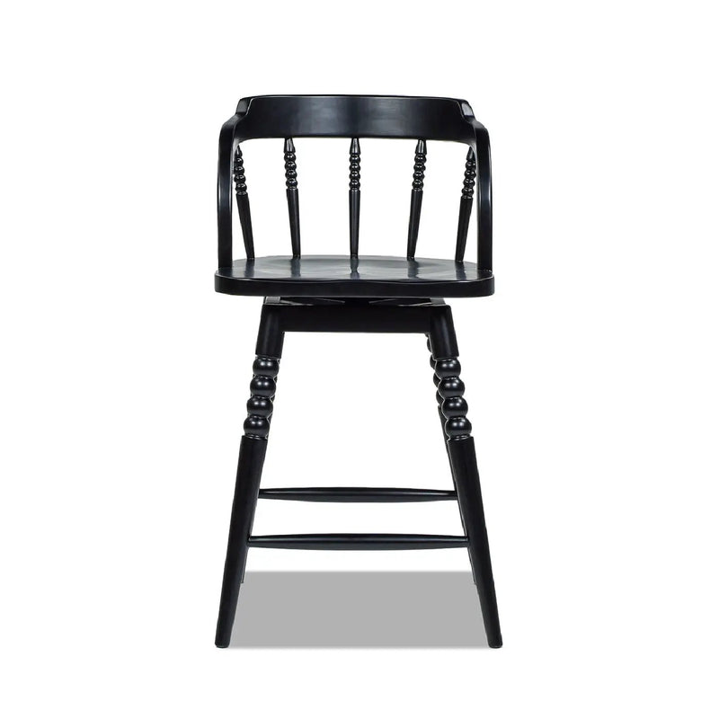 Breda - Turned Bubble Spindle Low Back Counter Stool - Black by HouseOfZazla