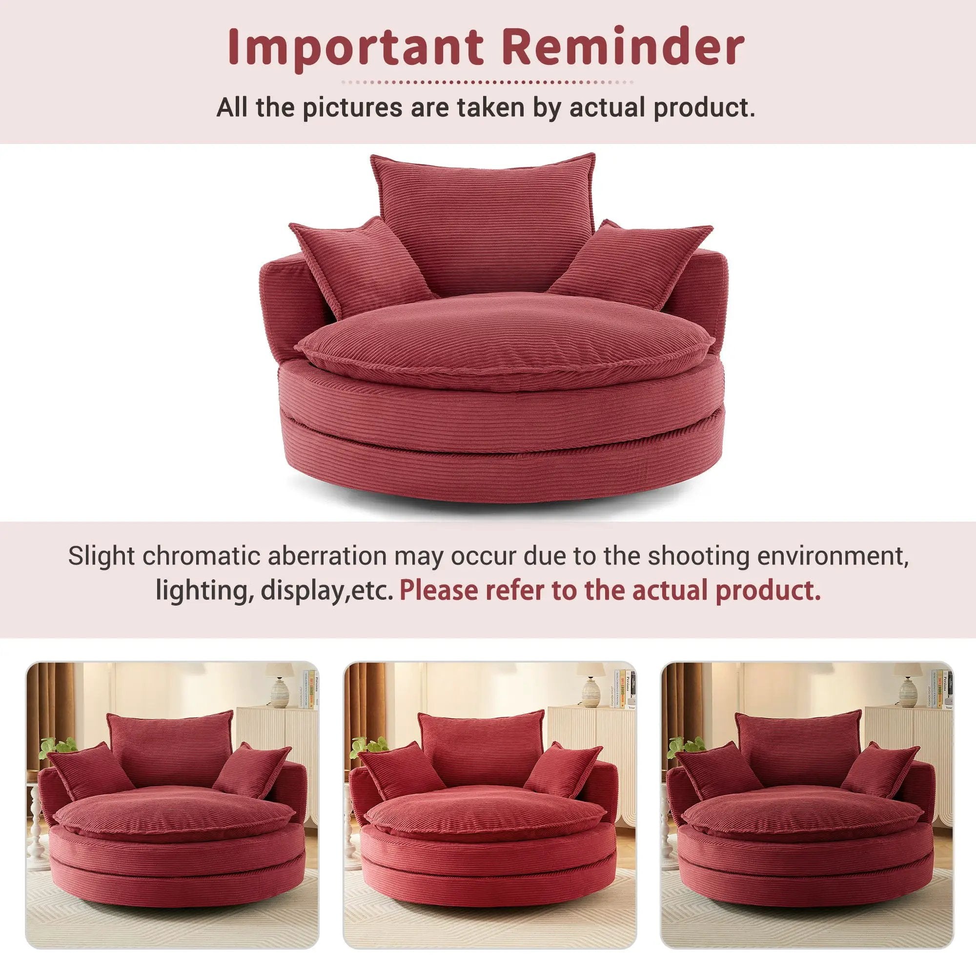360° Swivel Accent Barrel Chair With Dual Layer Cushion And 3 Removable Pillows by HouseOfZazla