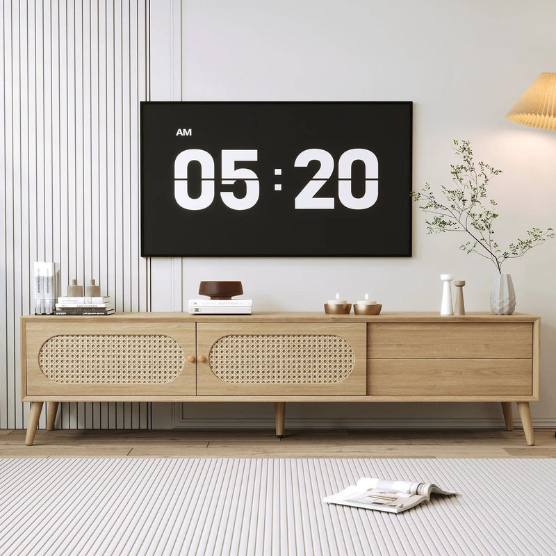 TV Stand For TVs Up To 80", Media Console, Cabinet - Natural by Unique Piece Furniture