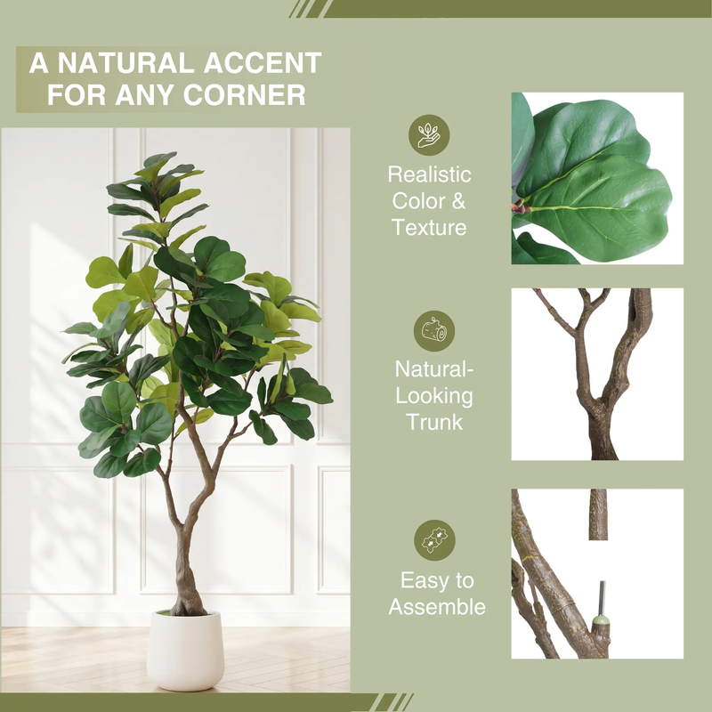 6FT Artificial Fiddle Leaf Fig Tree With Decorative Pot by HouseOfZazla