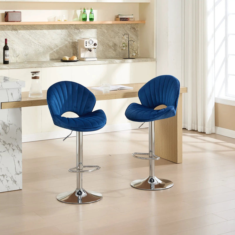 Bar Stools Set of 2 - Adjustable Barstools with Back and Footrest by HouseOfZazla