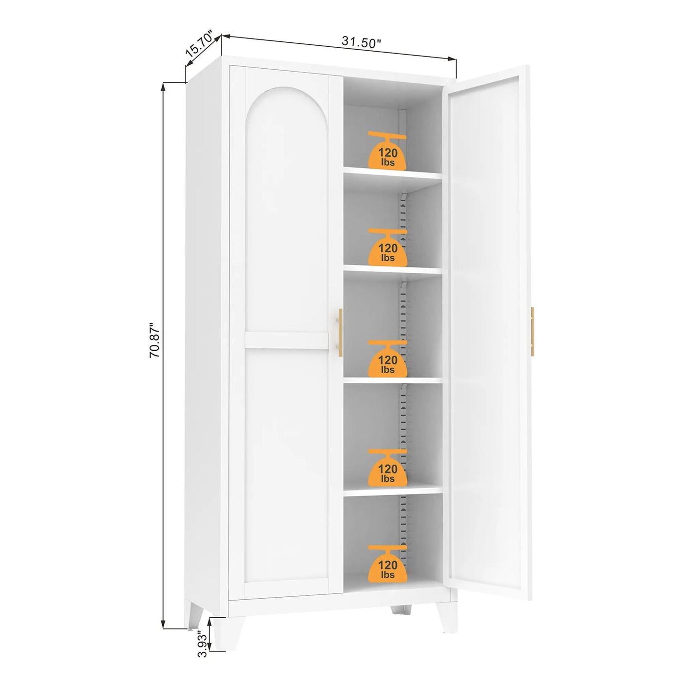 Shapely Doors Cabinet, Metal Storage Cabinet With Doors And Adjustable Shelves by Unique Piece Furniture