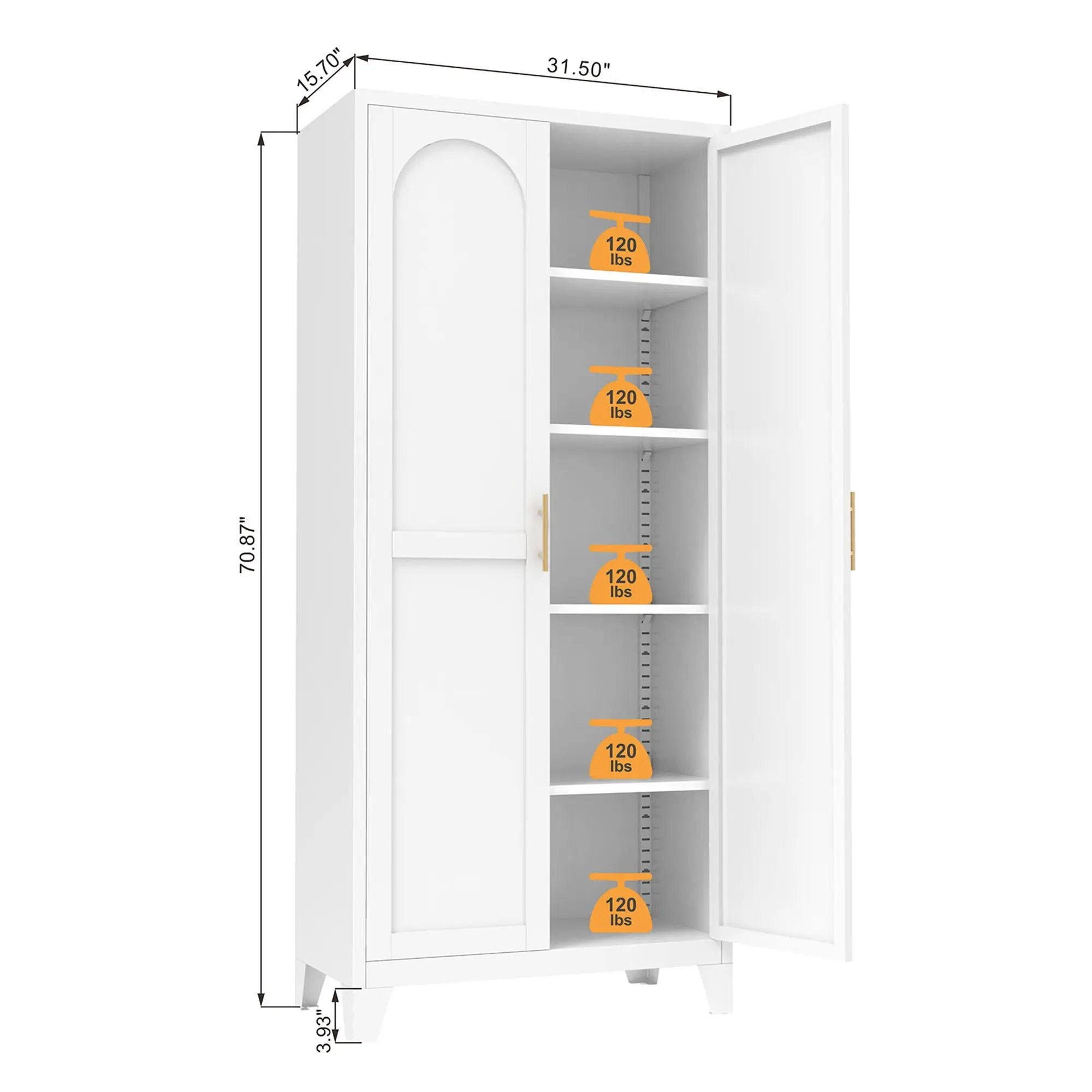 Shapely Doors Cabinet, Metal Storage Cabinet With Doors And Adjustable Shelves by Unique Piece Furniture