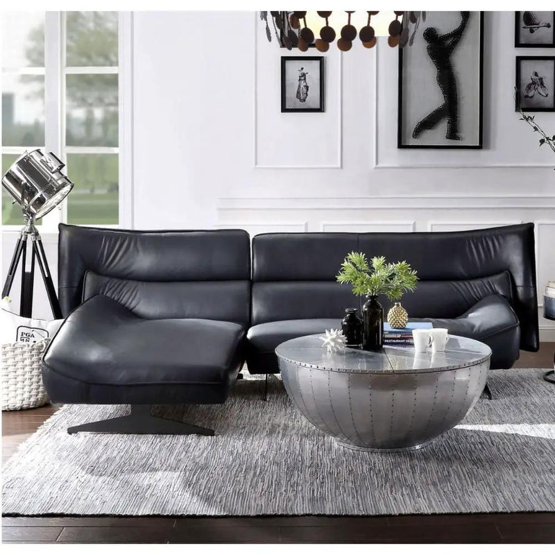 Maeko - Sectional Sofa - Dark Gray Top Grain Leather by Unique Piece Furniture