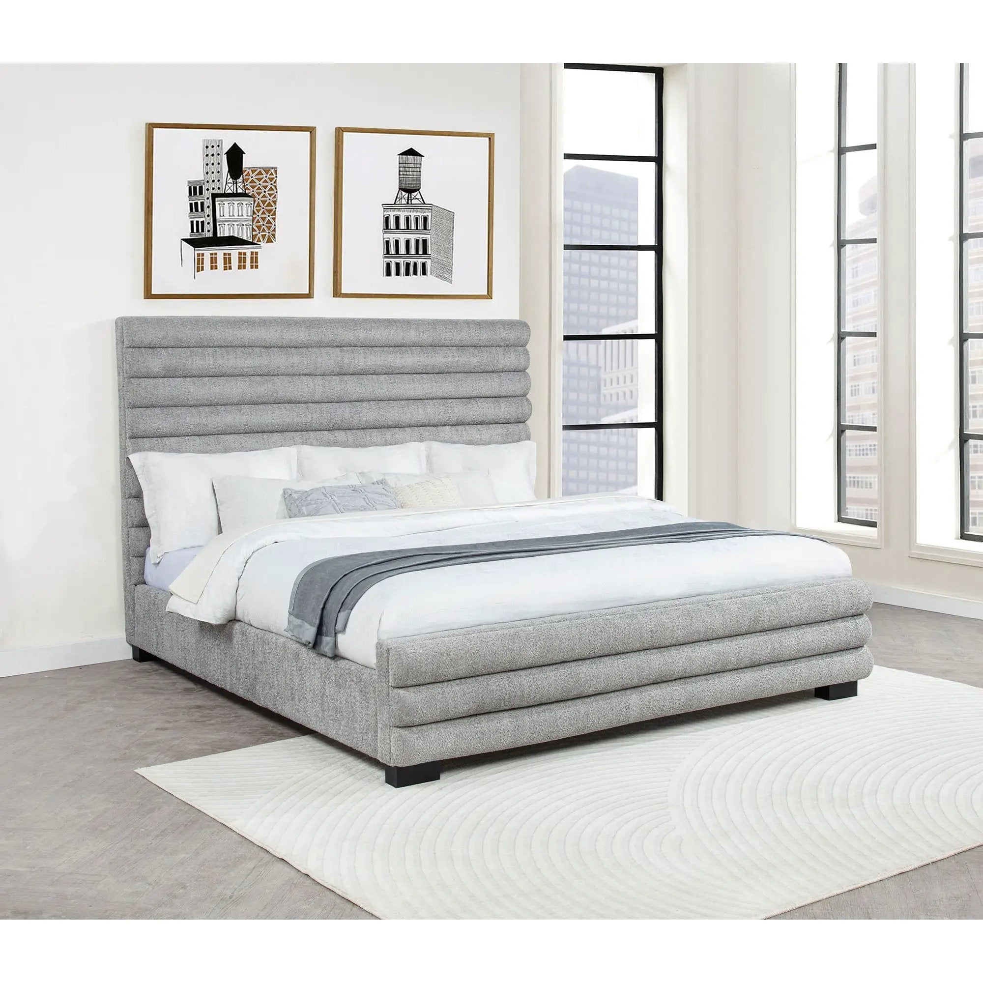 Fandango - Eastern Bed With Rolled Tufting - Gray by HouseOfZazla