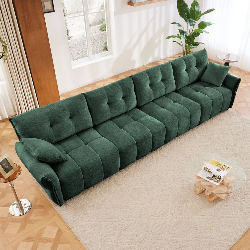Modern 4-Seater Sofa, Solid Wood Frame In Premium Chenille by HouseOfZazla