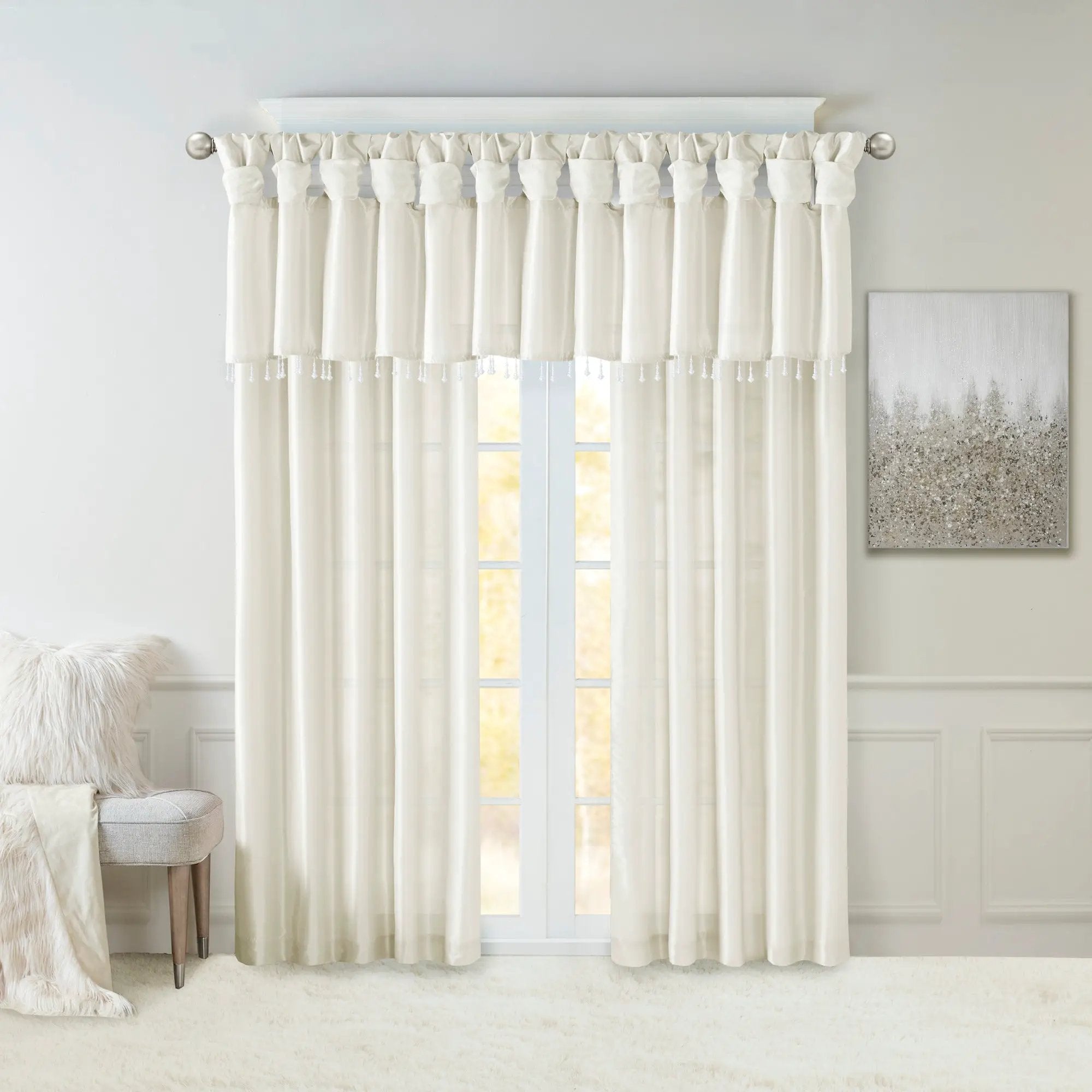 Lightweight Faux Silk Valance With Beads by HouseOfZazla