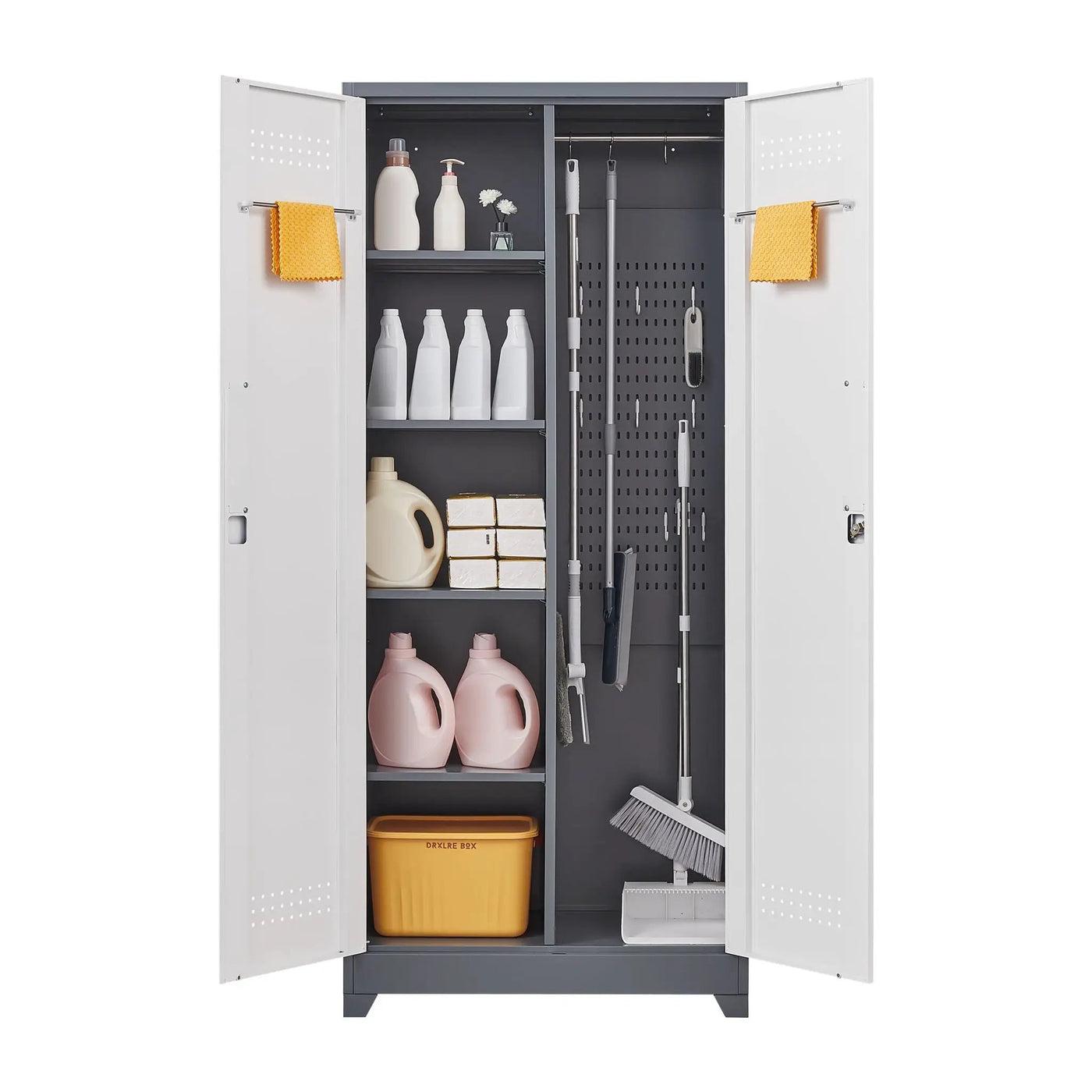 Lockers With Locking Doors, Adjustable Shelves, High Broom Tool Storage Cabinet by HouseOfZazla